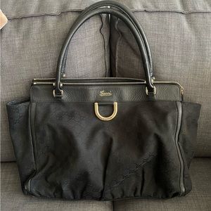 Gucci Canvas Abbey D Ring Tote Bag